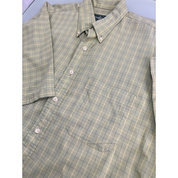Gitman Bros Shirt Mens Large L Short Sleeve Button Up Green Plaid Pocket - Picture 2 of 6